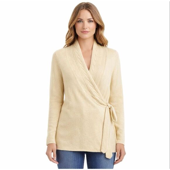 Lilly Pulitzer Sweaters - Lilly Pulitzer Light Cream Wrap Cardigan with Side Tie